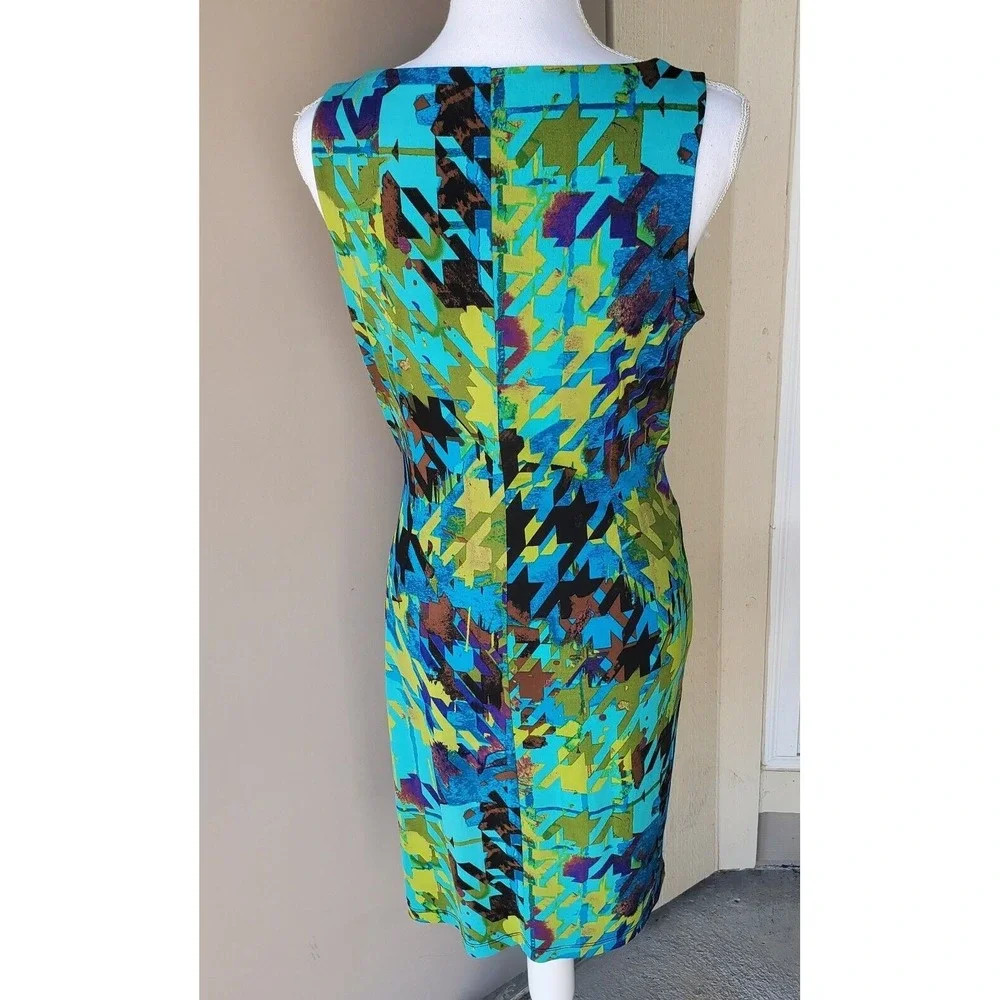 ABS Silver Label Midi Dress Women Small Green Blue Elegant Vacation Resortwear - Picture 3 of 11